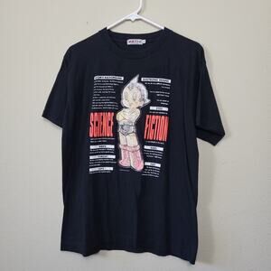 Vintage Tezuka Osamu L Astro Boy Hologram Graphic Tee Shirt Black Mighty Atom